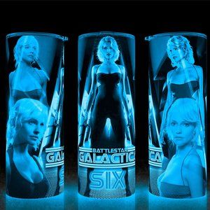 Glow in the Dark Battlestar Galactica Six Red Dress Scifi Cup Mug Tumbler